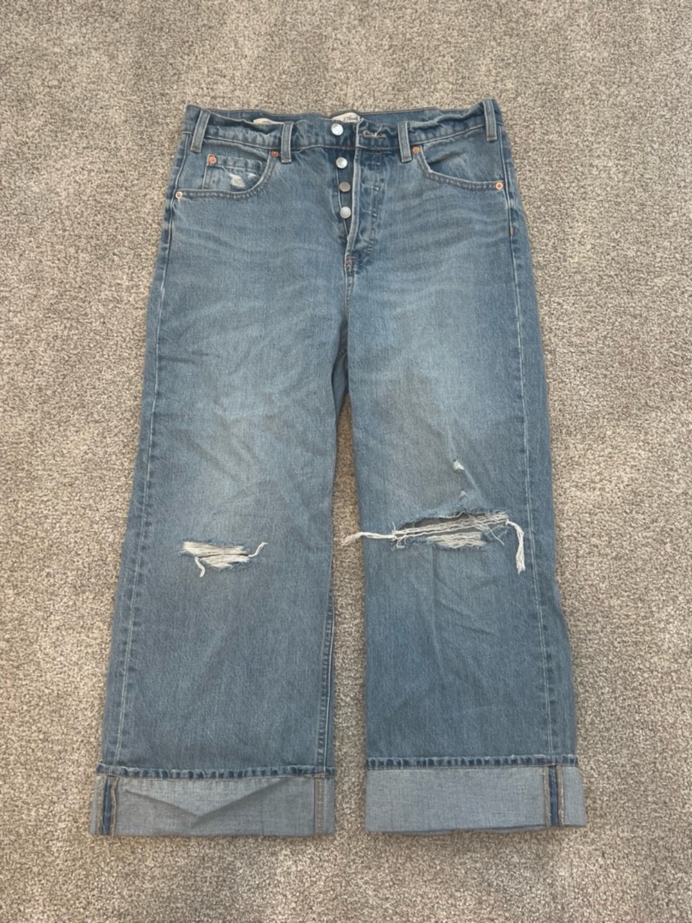 Universal Thread Medium Blue High-Rise Wide-Leg Distressed Jeans
